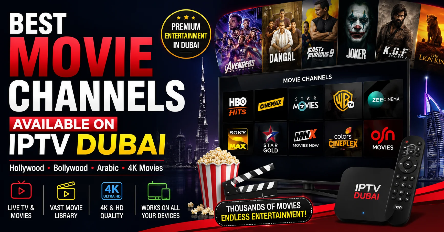 Best Movie Channels Available on IPTV Dubai